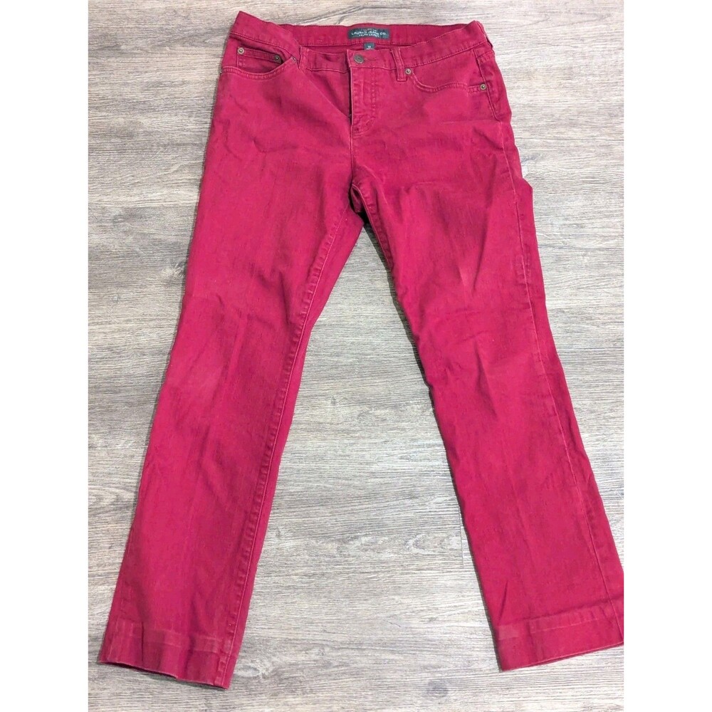 LRL Ralph Lauren Red Modern Straight Jeans Women Size 10 Stretch Denim